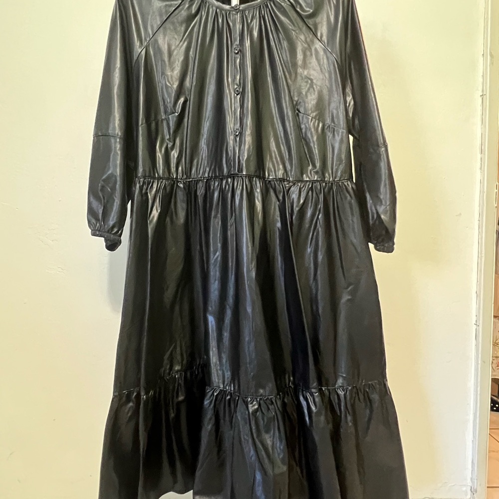 Chico's Black Casual Dress gothic style, leather-like